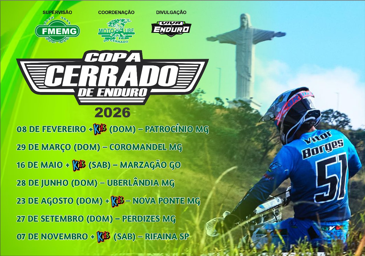 Calendário Copa Cerrado de Enduro 2026